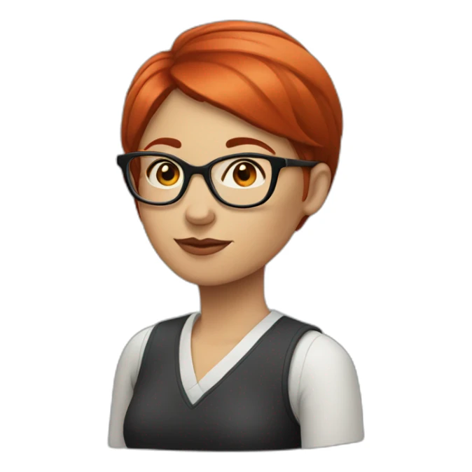 woman with short red hair and big glasses sticker
