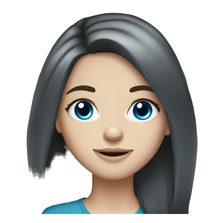 White girl long dark hair blue eyes  sticker