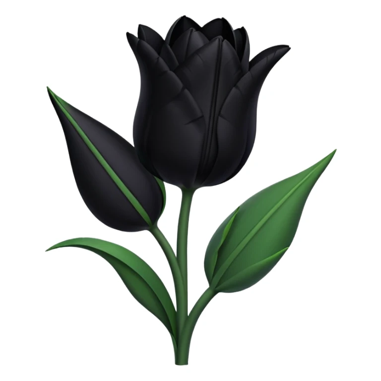 single goth tulip with black petals and dark green stem sticker