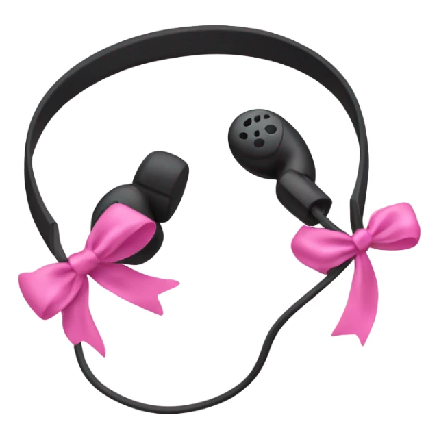 black earphones with pink bow sticker