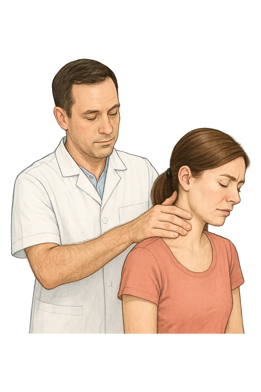 Donna dall'osteopata per il suo problema alla cervicale sticker