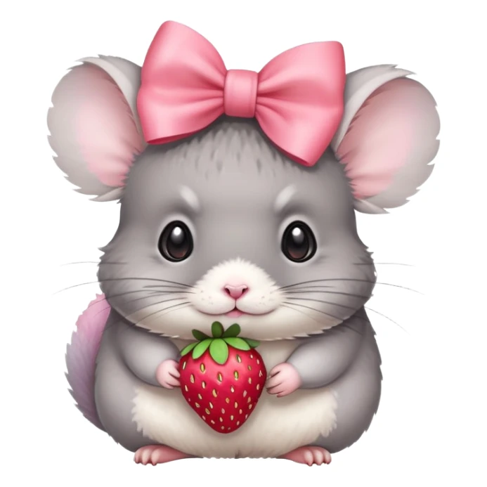 chinchilla with a strawberry and a pink pastel bow on its head sticker