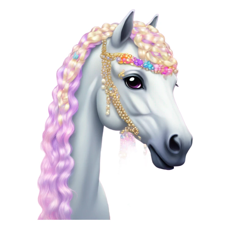 Lisa frank horse with pearls in hair sticker