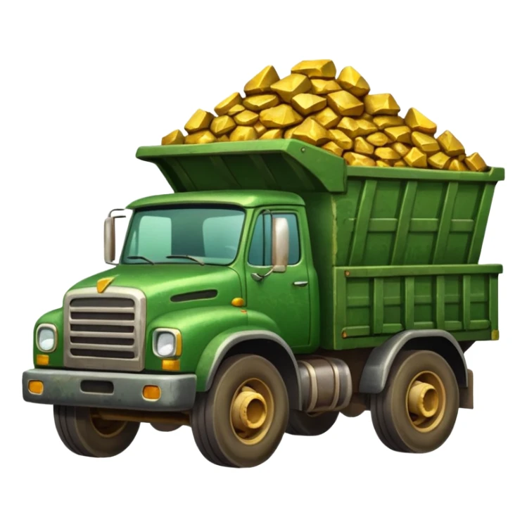 green truck with gold ore sticker