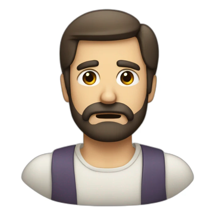a man with small  dark moustache and beard disgusted frowning face sticker