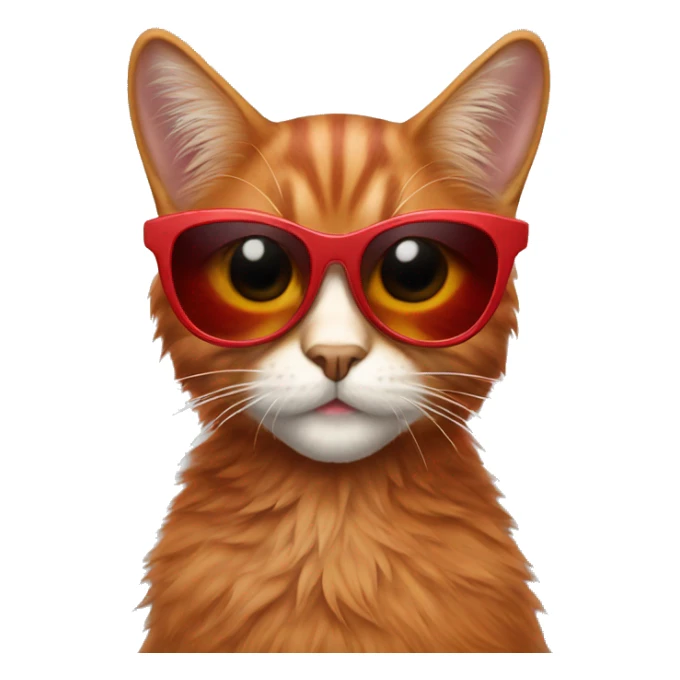 A red fur girl cat in sunglasses sticker