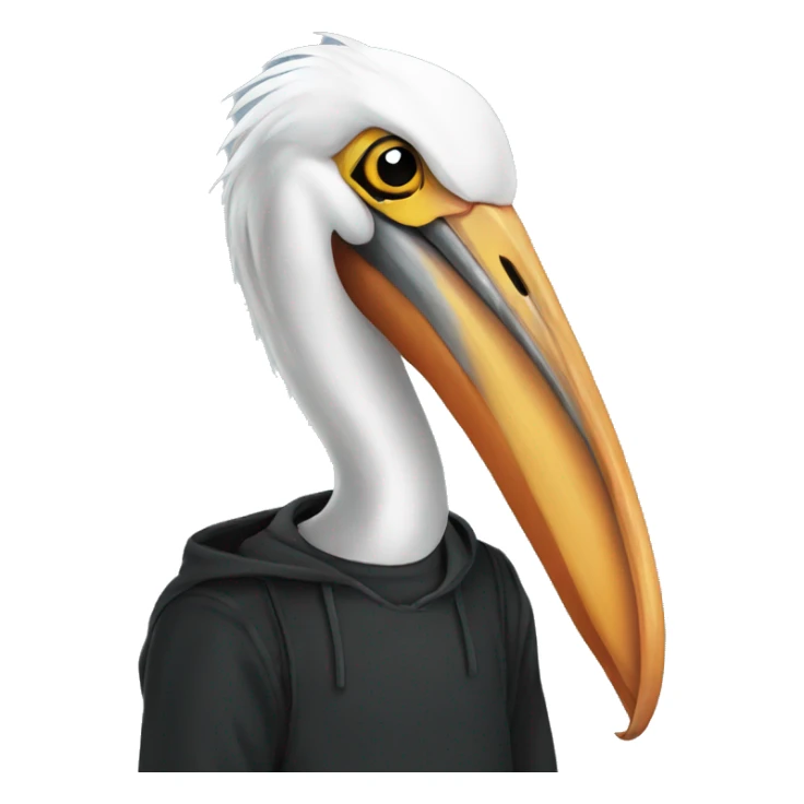 Pelican wearing a black hoody sticker
