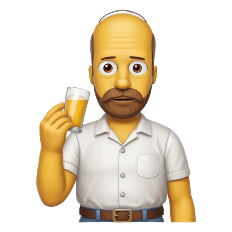 homer simpson white shirt beard an mustache must be one single brown piece not separated sticker