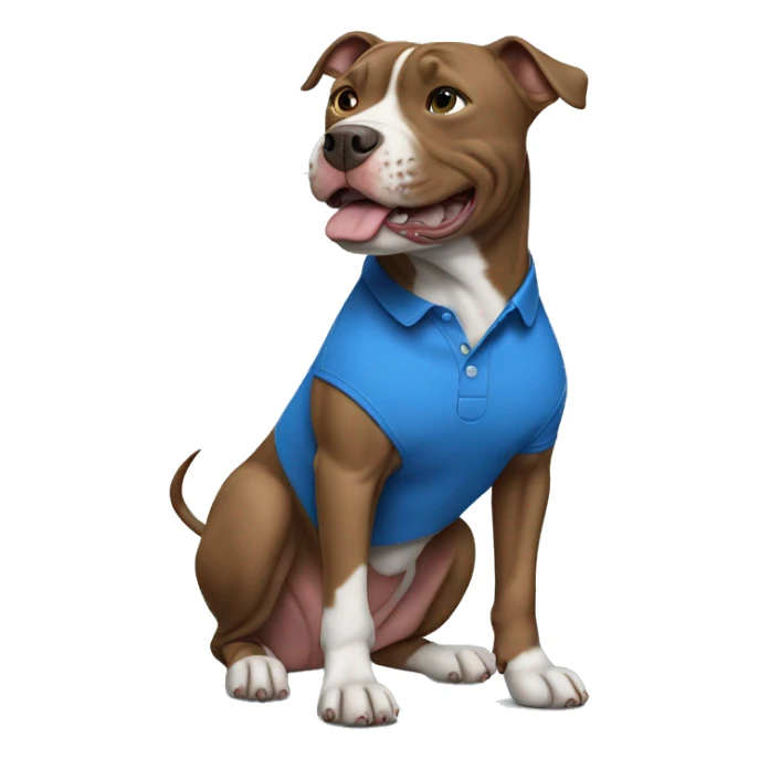 pitbull dog wearing a blue polo barking  sticker