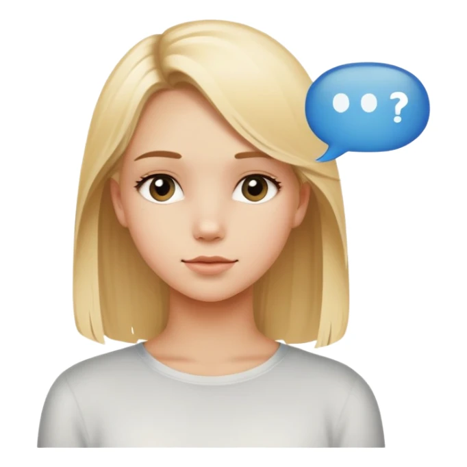 Blonde girl looking sweet with a text bubble that says “you get?” sticker