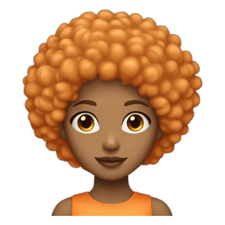 Light skin girl afro orange with heart shaped hands sticker
