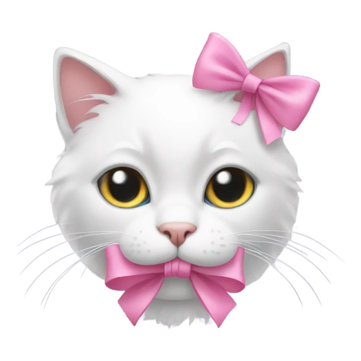 a white cat with pink bows sticker