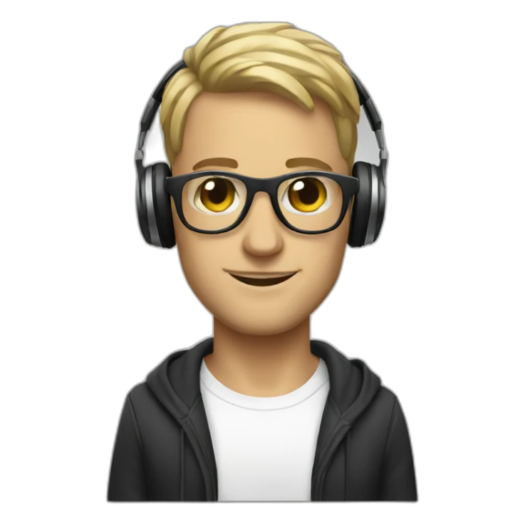 white man dj with headphones and round glasses sticker