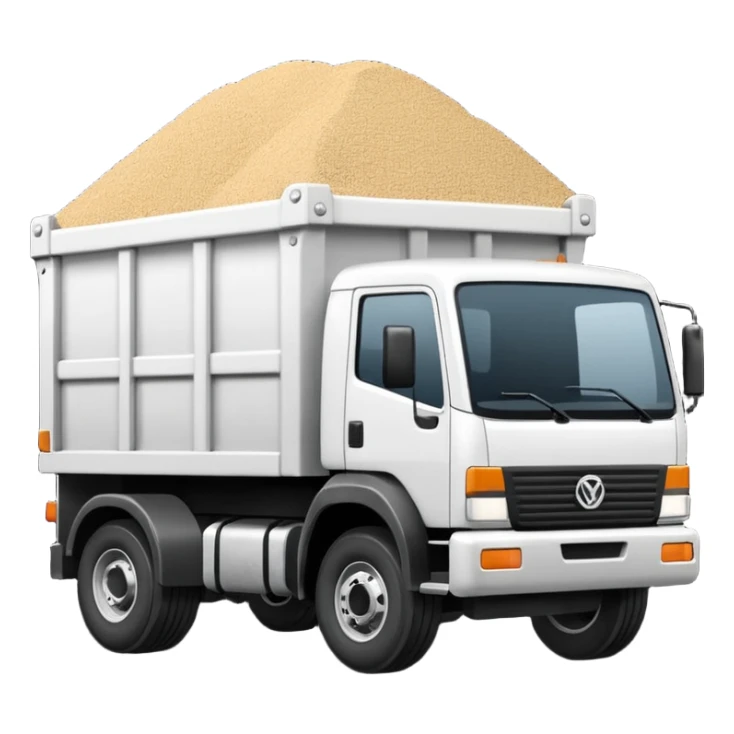 Camión volquete en 2d, en blanco y negro y descargando la carga sticker