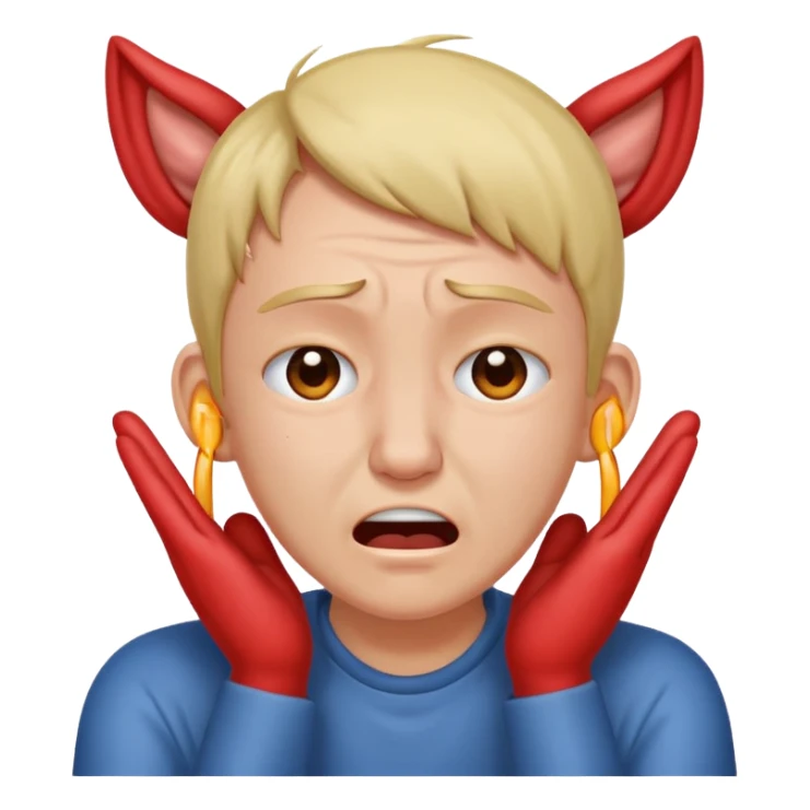 person covering ears, wincing in pain sticker