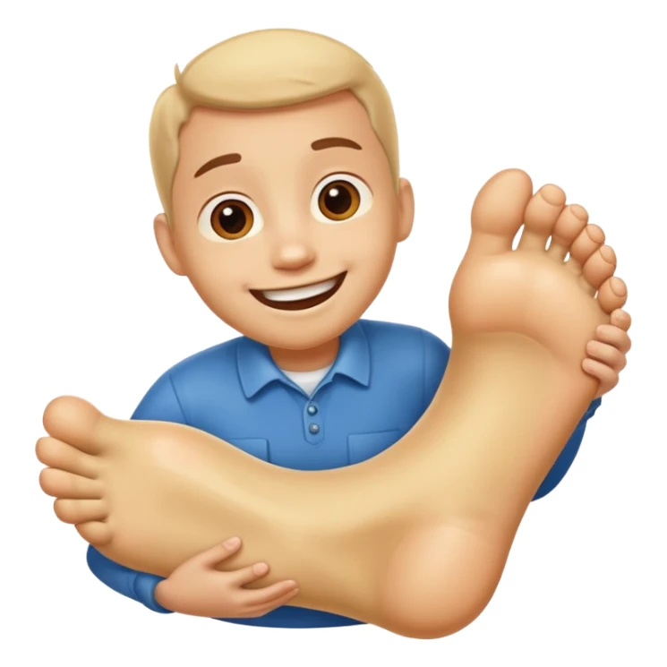 cartoon character hugging a giant foot, smiling happily sticker