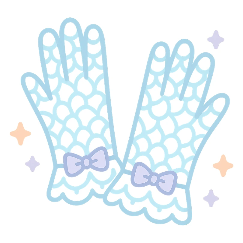 lace gloves in pastel goth style, pastel blue lace, delicate and edgy design sticker