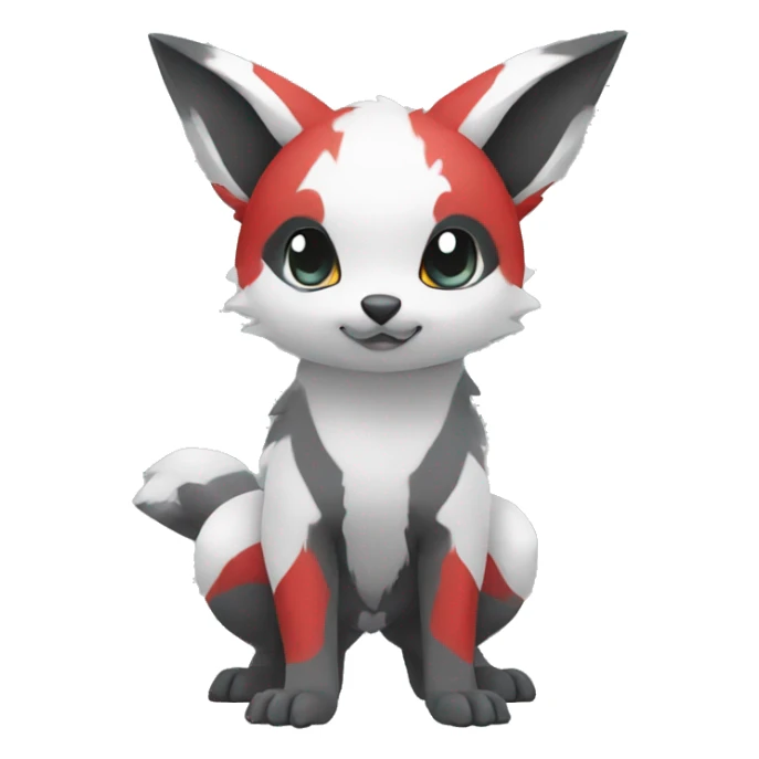 Cute cool black red white grey animal hybrid Fakemon full body sticker