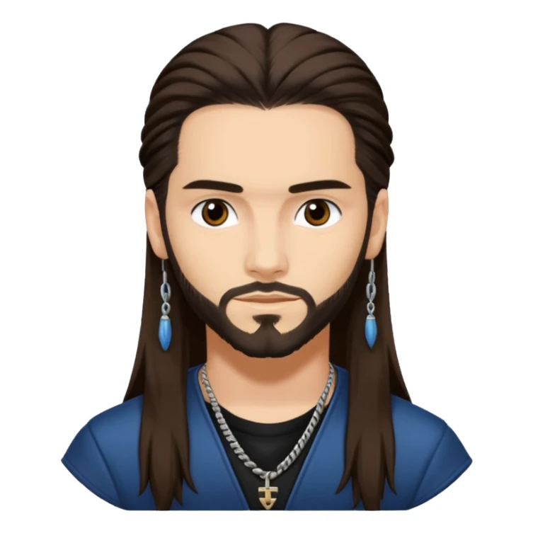 Tom Kaulitz with Dark Brown long hair sticker