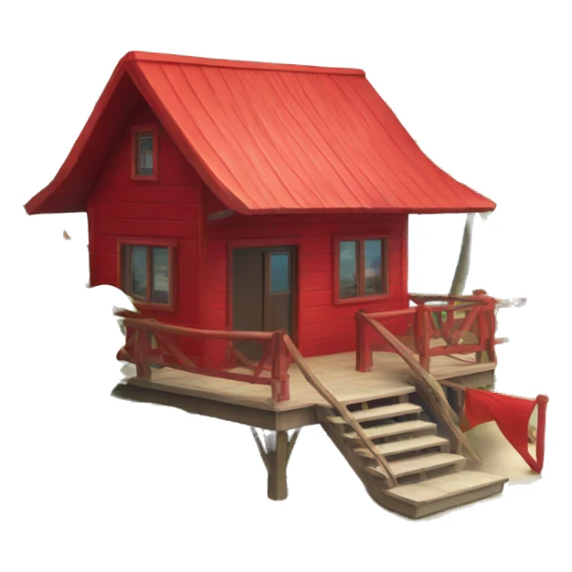 Beautiful tropical Maldives island with a beautiful red house sticker