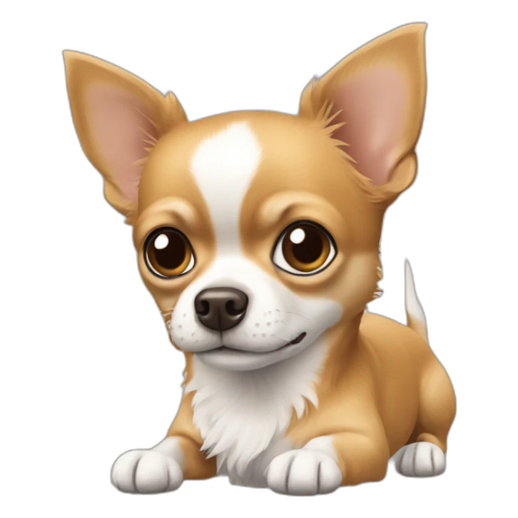 Chihuahua poils longs blanc et roux sticker