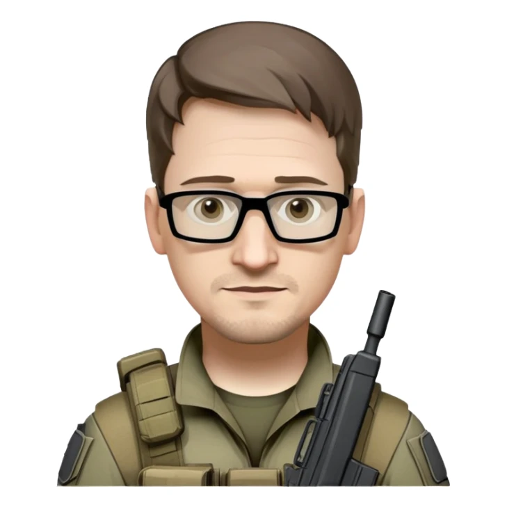 Edward Snowden as an operator from call of duty warzone with an evil smirk sticker