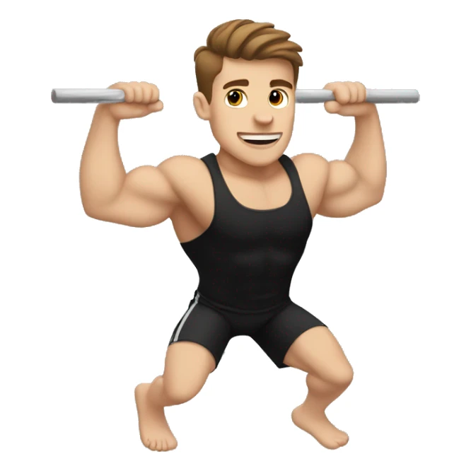 white boy, brown hair, black t shirt, doing muscle ups sticker