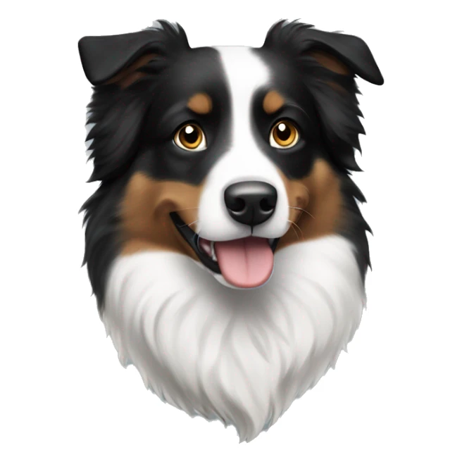 Fluffy Black and white Australian shepherd dog  sticker