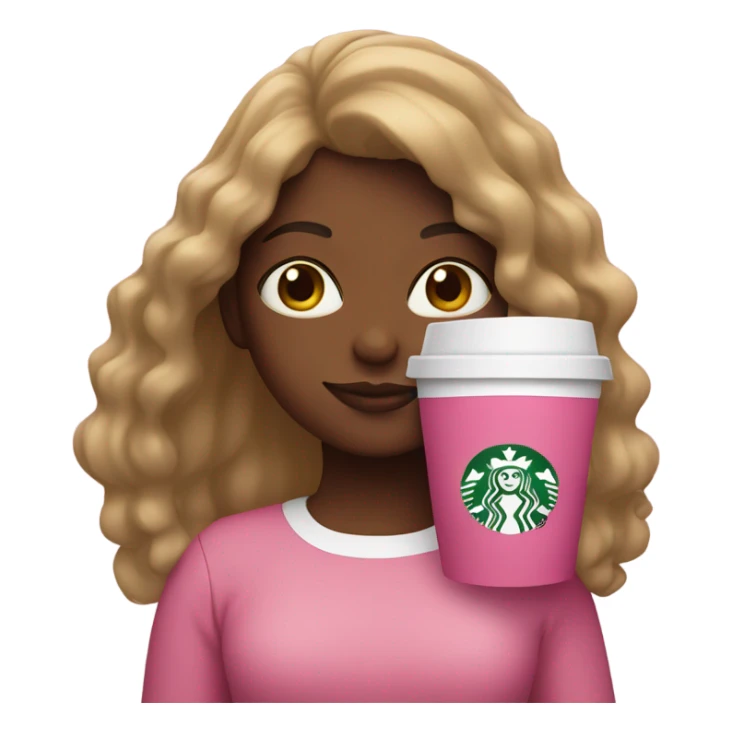 Spanish girl holding a pink Starbucks cup sticker