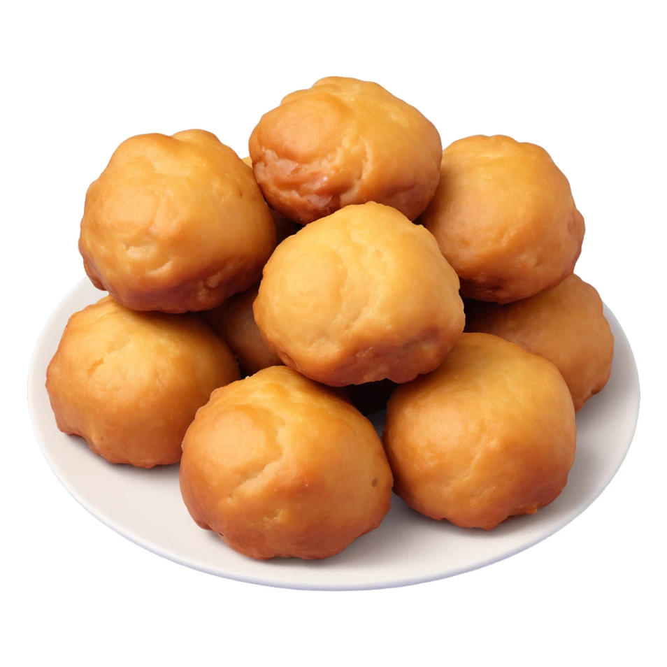 a single Dutch fried dough ball (oliebollen), golden brown, simple, isolated sticker