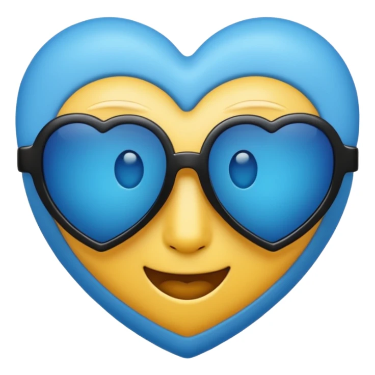 blue heart wearing black sunglasses stylish emoji sticker