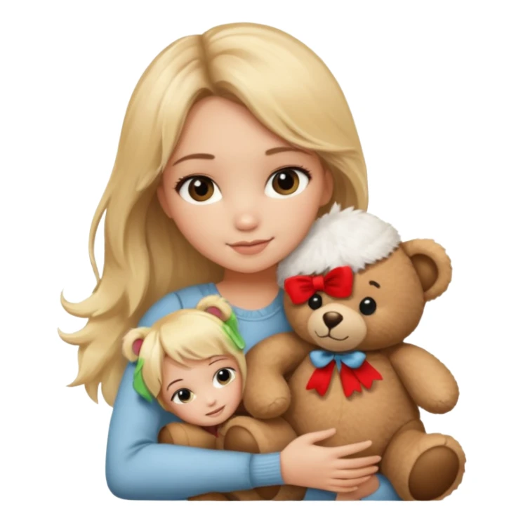 blonde balayage hair girl hugs a teddy bear sticker