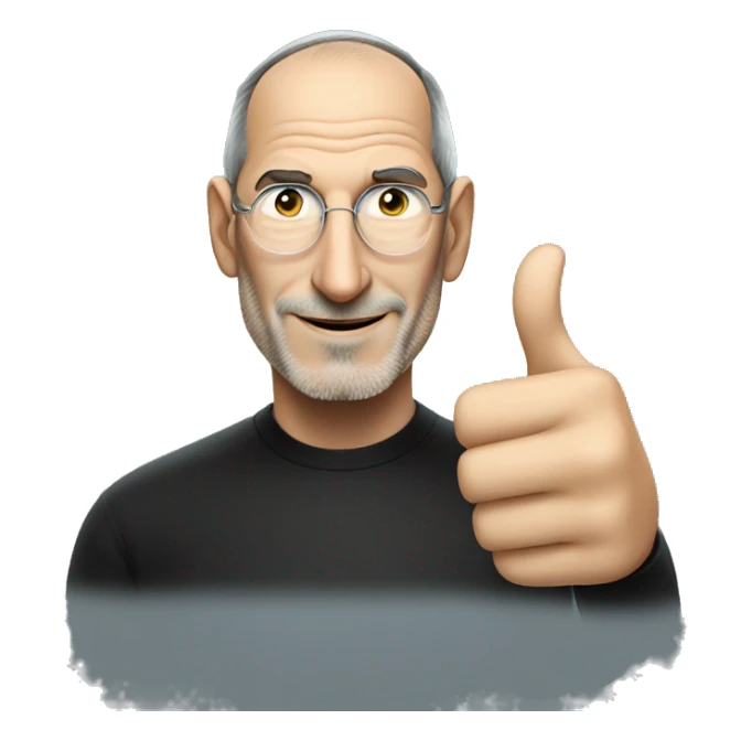 Steve Jobs shows thumbs up sticker