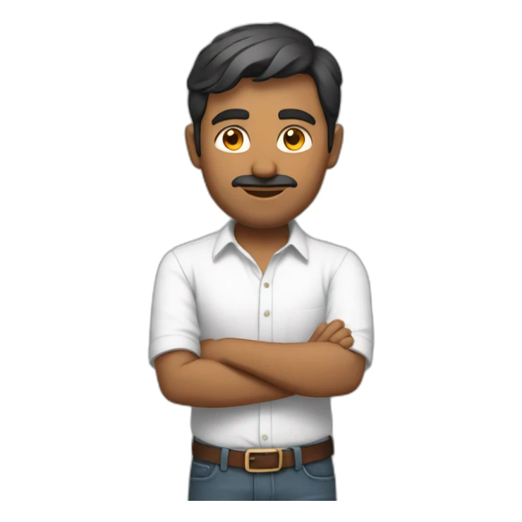 Indian man developer in plain white shirt with sleeve up profile image sticker