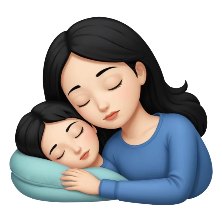 a girl with black hair is sleeping sticker