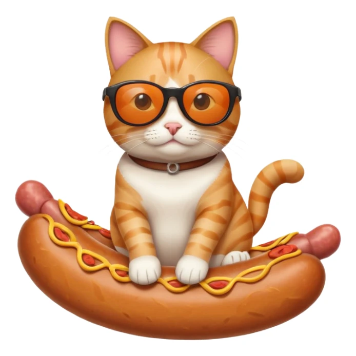 cat sitting on a sausage wearing sunglasses  sticker