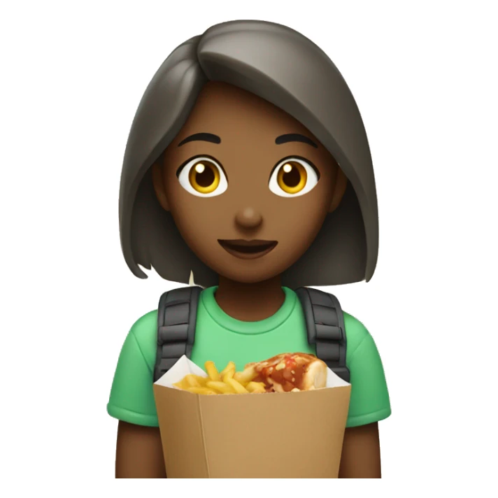 girl eating take out sticker