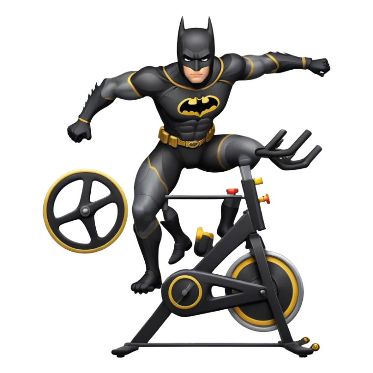 black Batman suit on a spinning bike, wheel behind him sticker