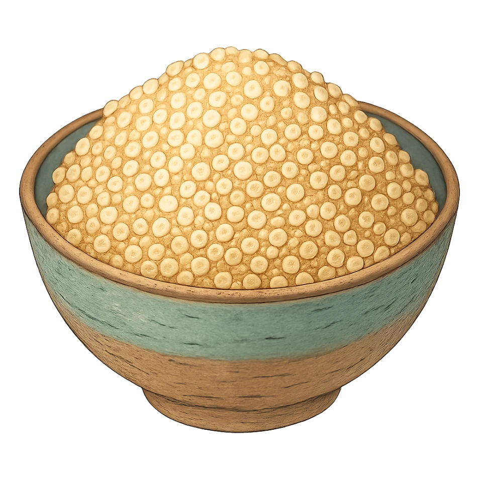 ghibli style quinoa grains in a bowl, no background sticker