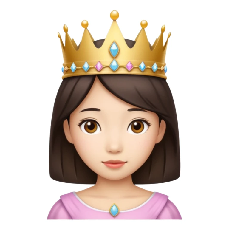 Asian girl wearing a princess crown on her head  sticker