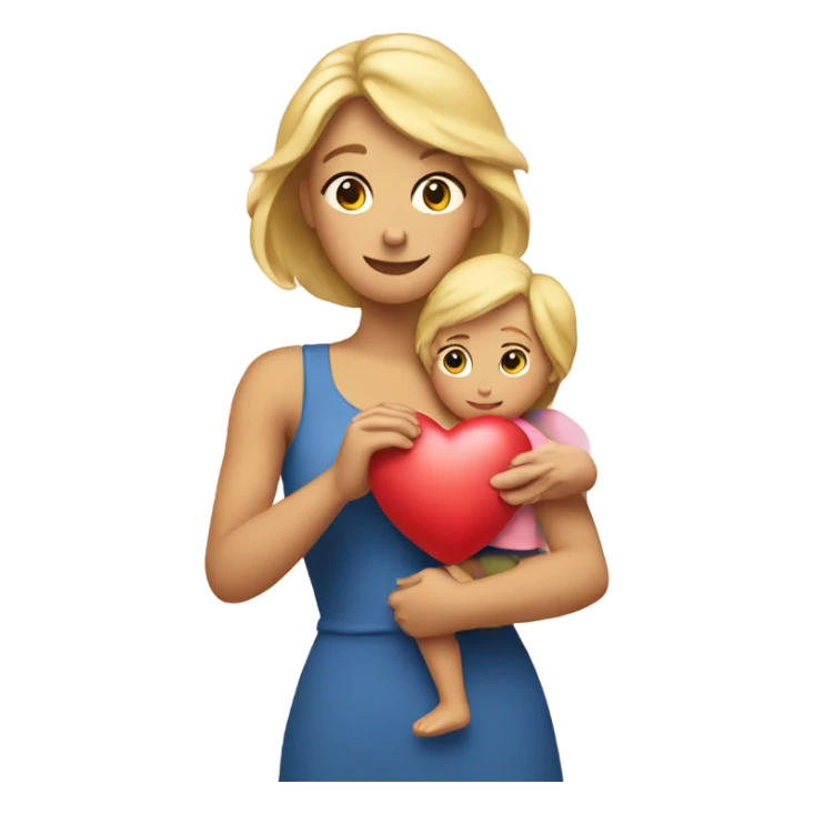 Blonde Mother holds her  big heart in her arm sticker