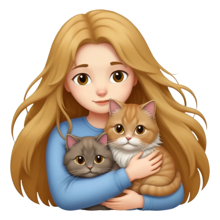 A long-haired girl hugs a British longhair cat tightly sticker