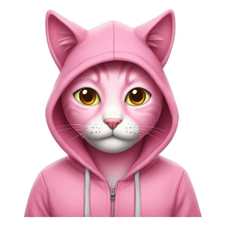 Pink cat wearing hoodie  sticker