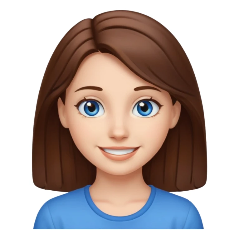 smiling girl with blue eyes and brown hair sticker