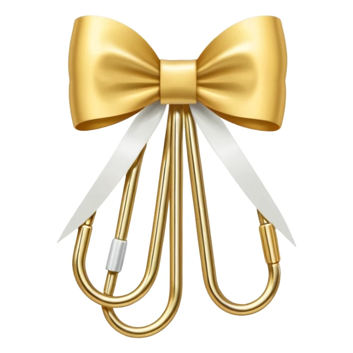 one gold paper clip with a white bow in the middle sticker
