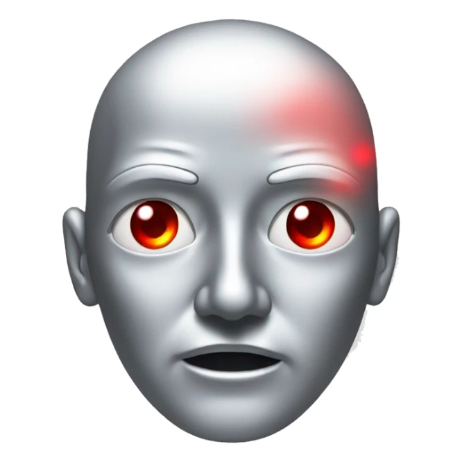 A silver human head with red laser beam coming out of eyes  sticker