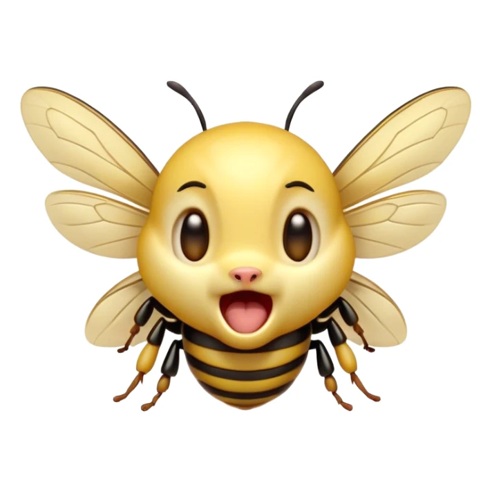Cinematic Adorable Yawning Wasp Portrait Emoji, Head tilted slightly with a dramatic, wide-open yawn, showcasing a tiny, streamlined body with gently drooping wings and sleepy, half-closed eyes, Simplified yet irresistibly cute features, highly detailed, glowing with a soft, cozy glow, high shine, relaxed yet expressive, stylized with a dash of whimsical insect ease, soft glowing outline, capturing the essence of a drowsy wasp that appears ready to stretch and yawn its way out of the screen! sticker