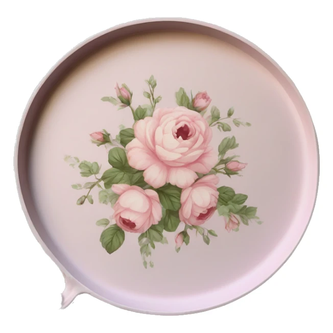 Light pink floral serving tray with handles, shabby chic style sticker