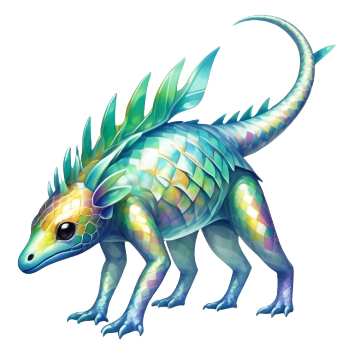 a translucent iridescent ethereal tropical edgy vernid-fionbri-creature with splash patterns full body sticker