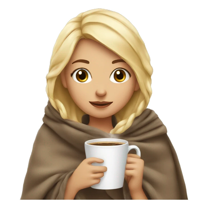  Cute Blonde girl wrapped in blanket drinking coffee sticker
